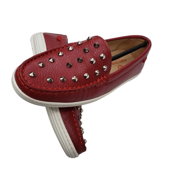 Marc Joseph | NIB Louisville Red Grainy Leather Studded Loafers Girl's 1.5 - Picture 8 of 14